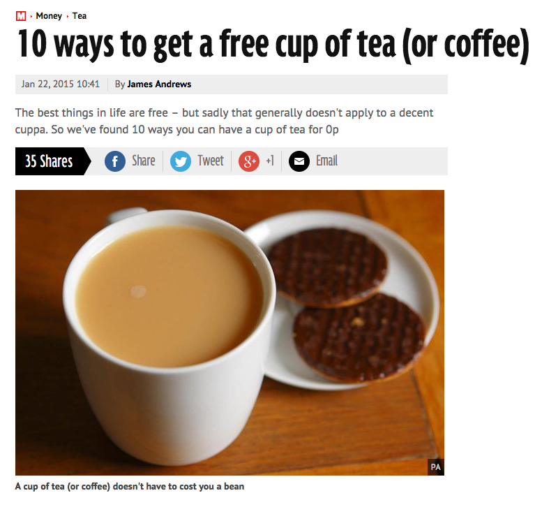 Top 10 Ways To Get A Free Cup Of Tea